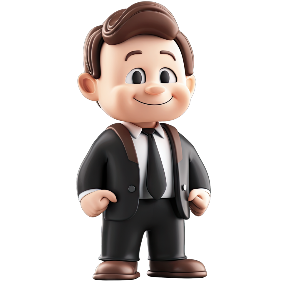 A cartoon man in a suit and tie holding a briefcase png