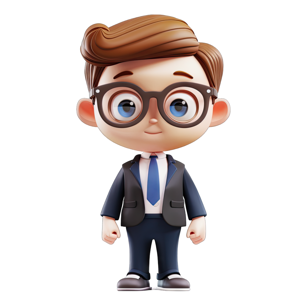 A cartoon man in a suit and tie holding a briefcase png