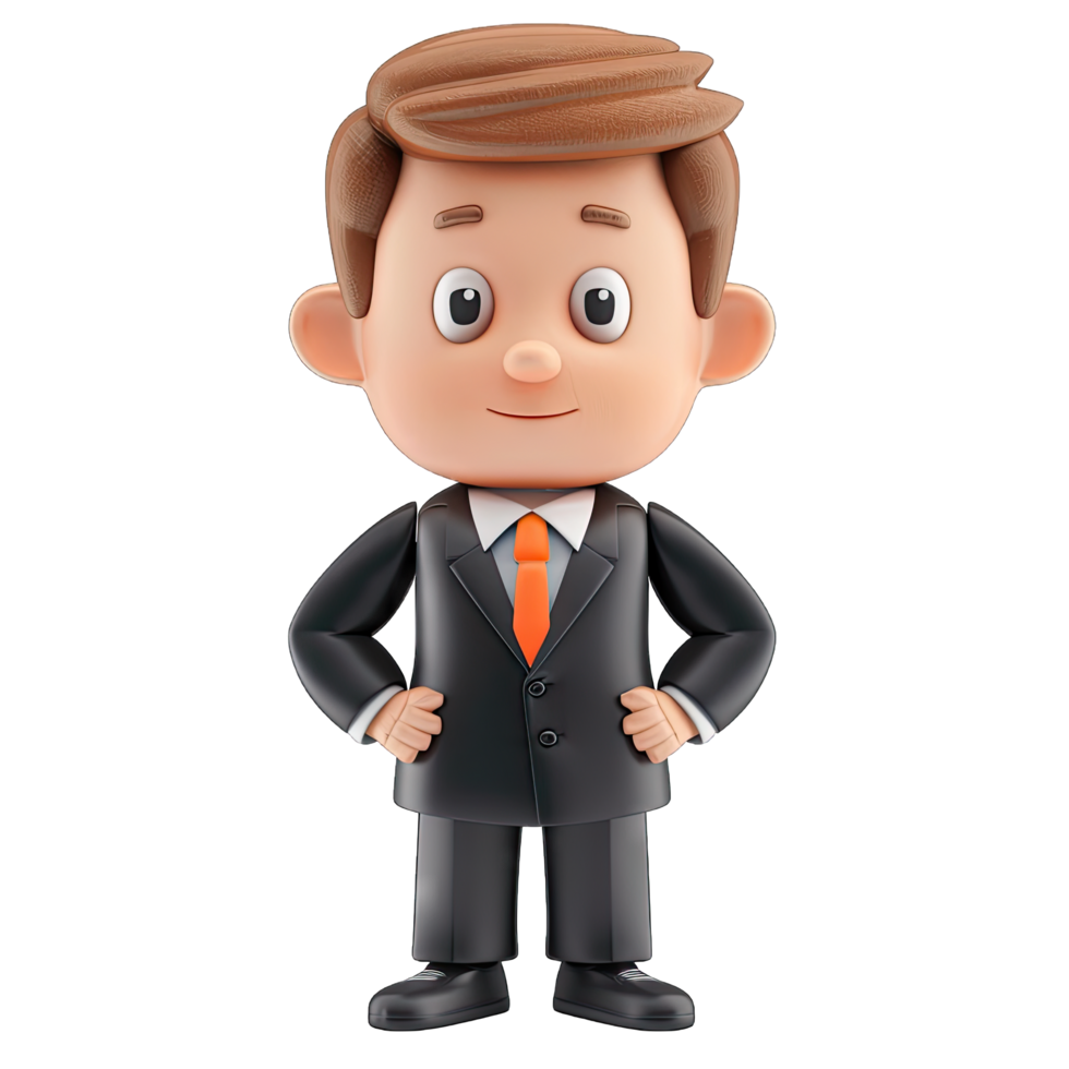 A cartoon man in a suit and tie holding a briefcase png