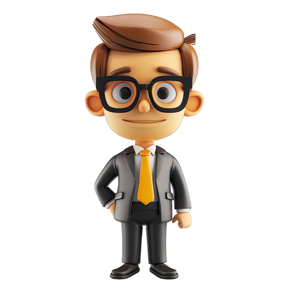 A cartoon man in a suit and tie holding a briefcase png