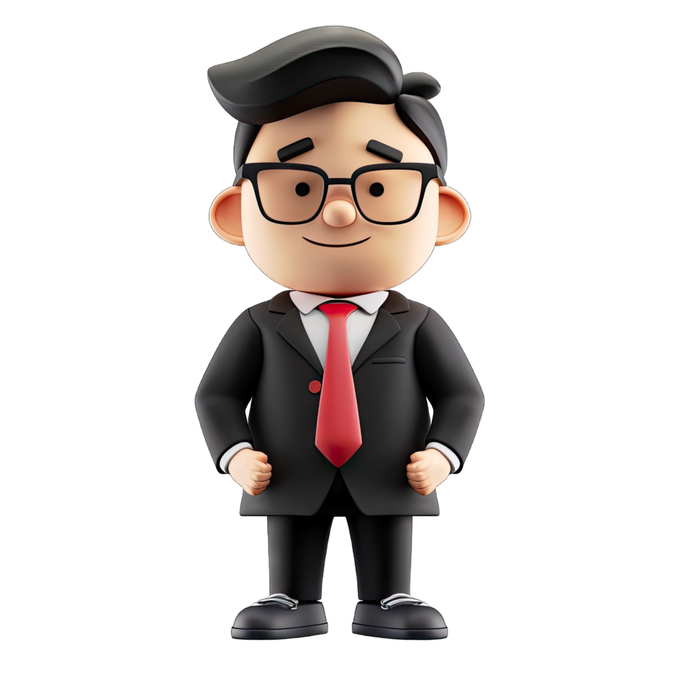 A cartoon man in a suit and tie holding a briefcase png