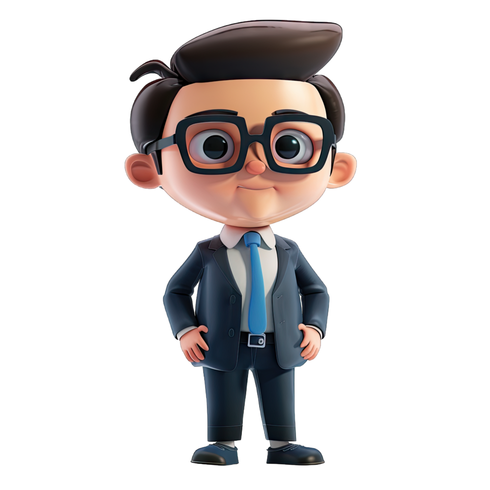 A cartoon man in a suit and tie holding a briefcase png