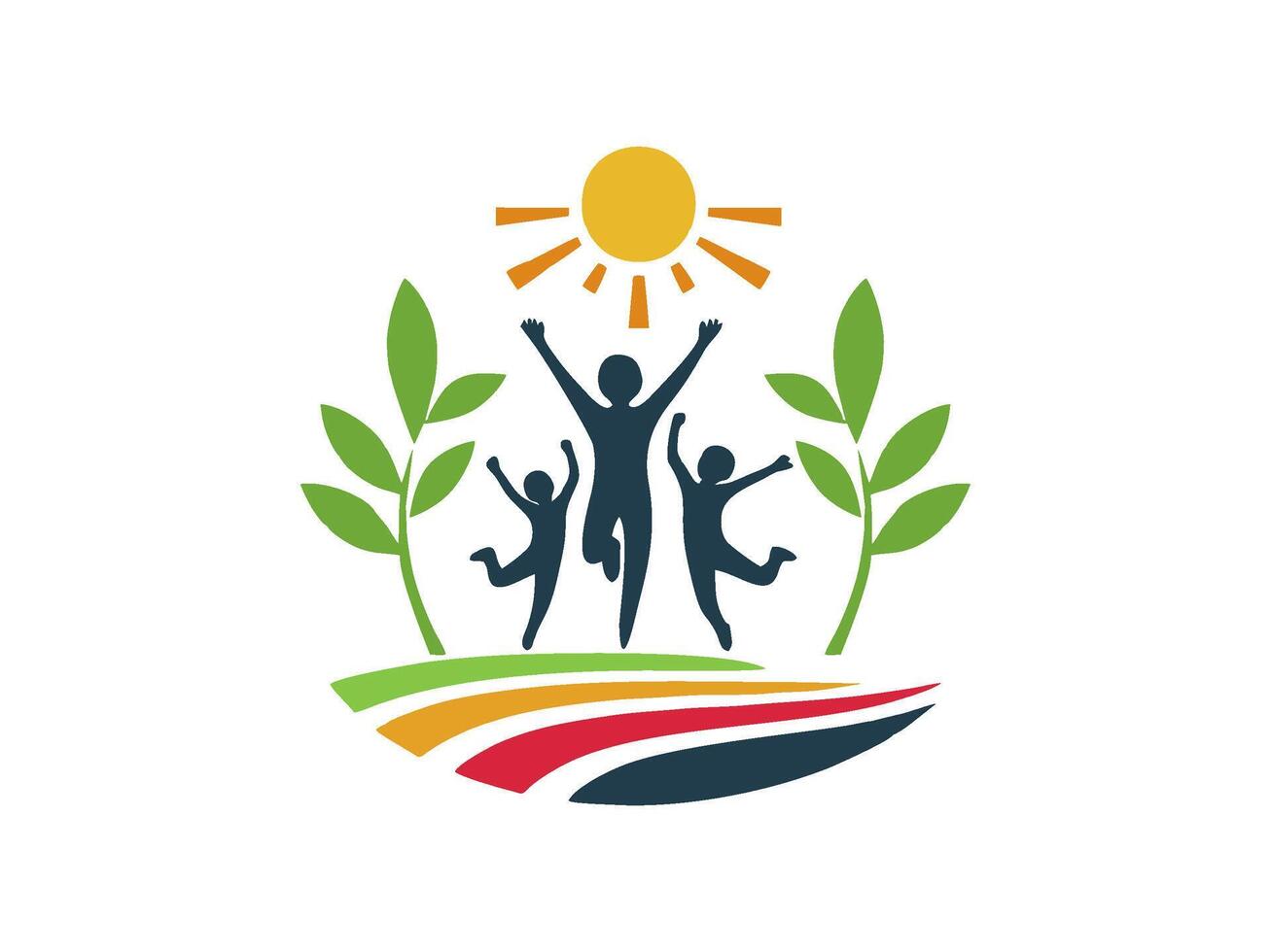 illustration of enthusiastic people cultivating crops in the sun, a symbol of farming or gardening vector