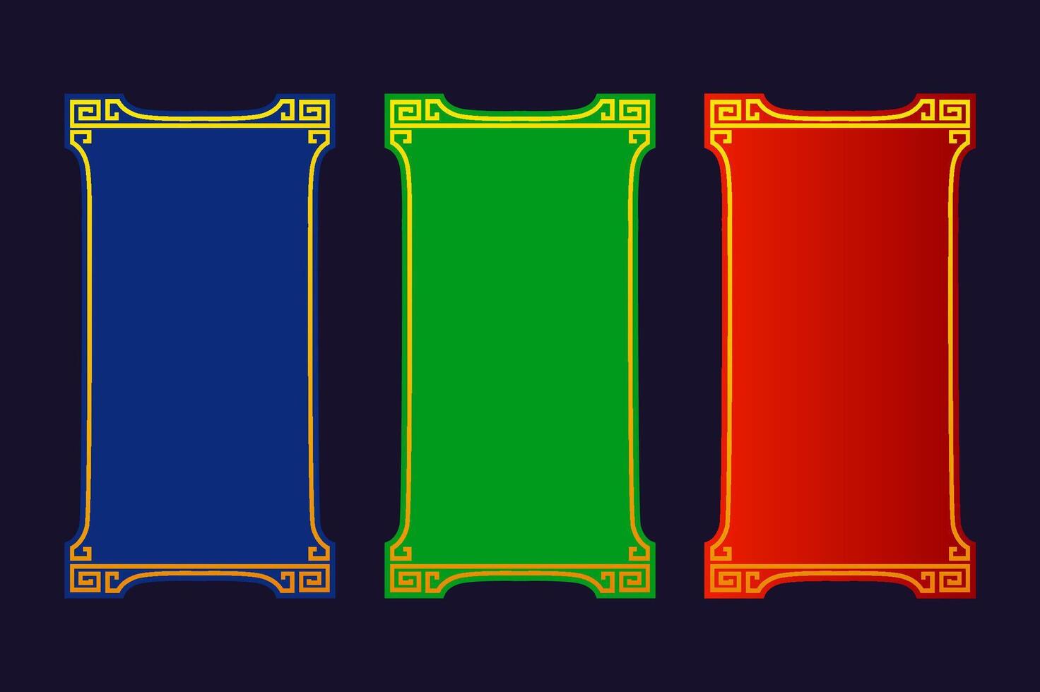 Rectangular frames with ornament. Frames are designed in three colors. Border Golden-colored Frames vector