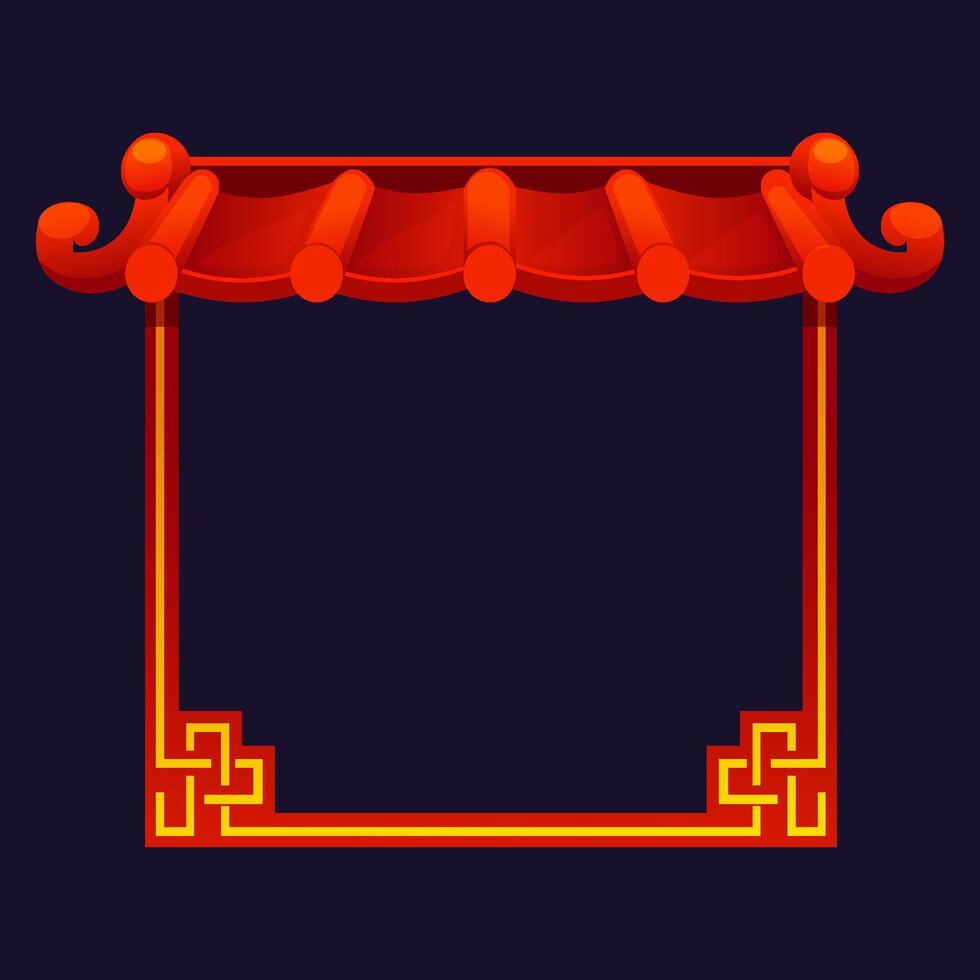Red Chinese frames with roof. Chinese-style background for your icon. Game element, APP icon or banner. vector