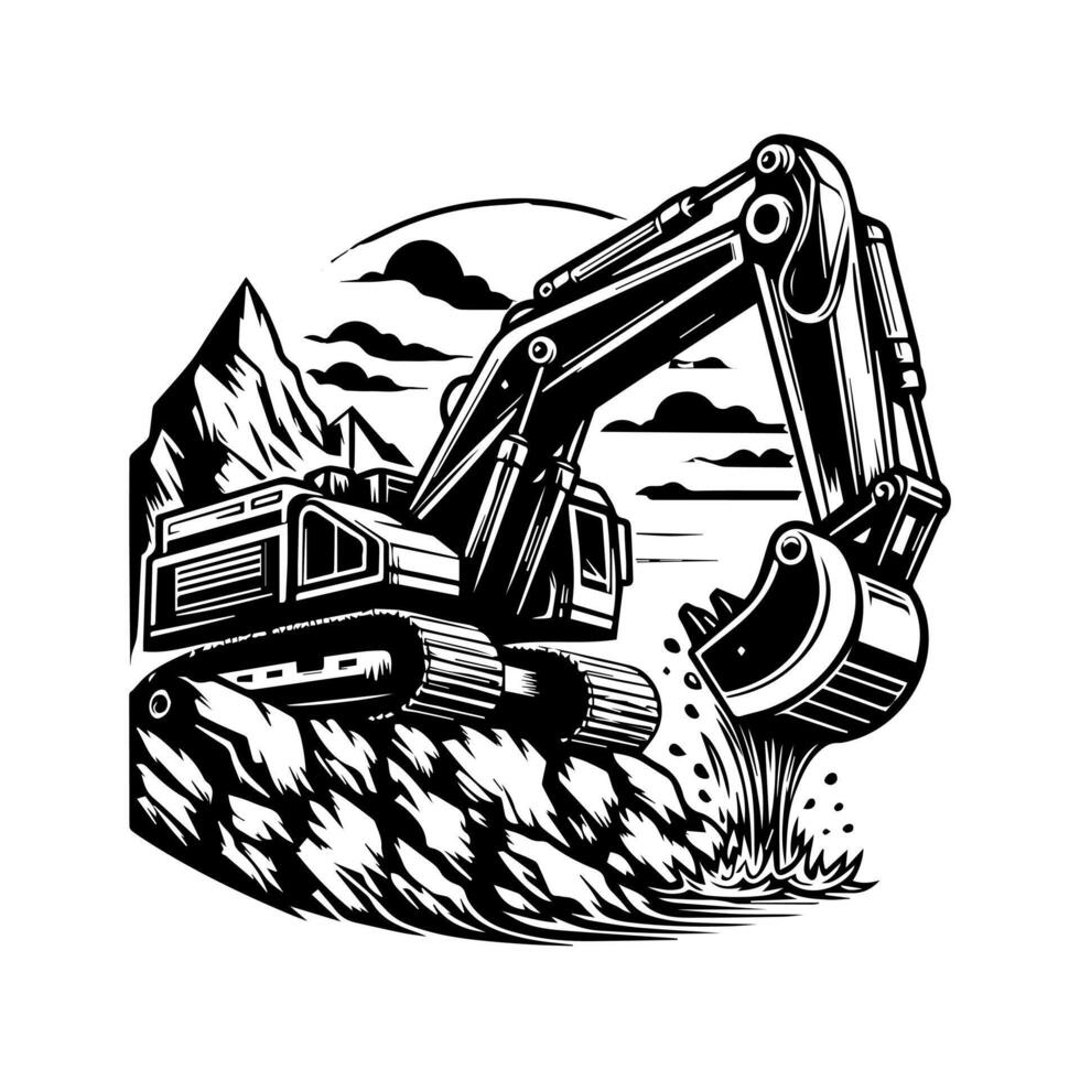 Excavator logo design. excavator icon logo template vector
