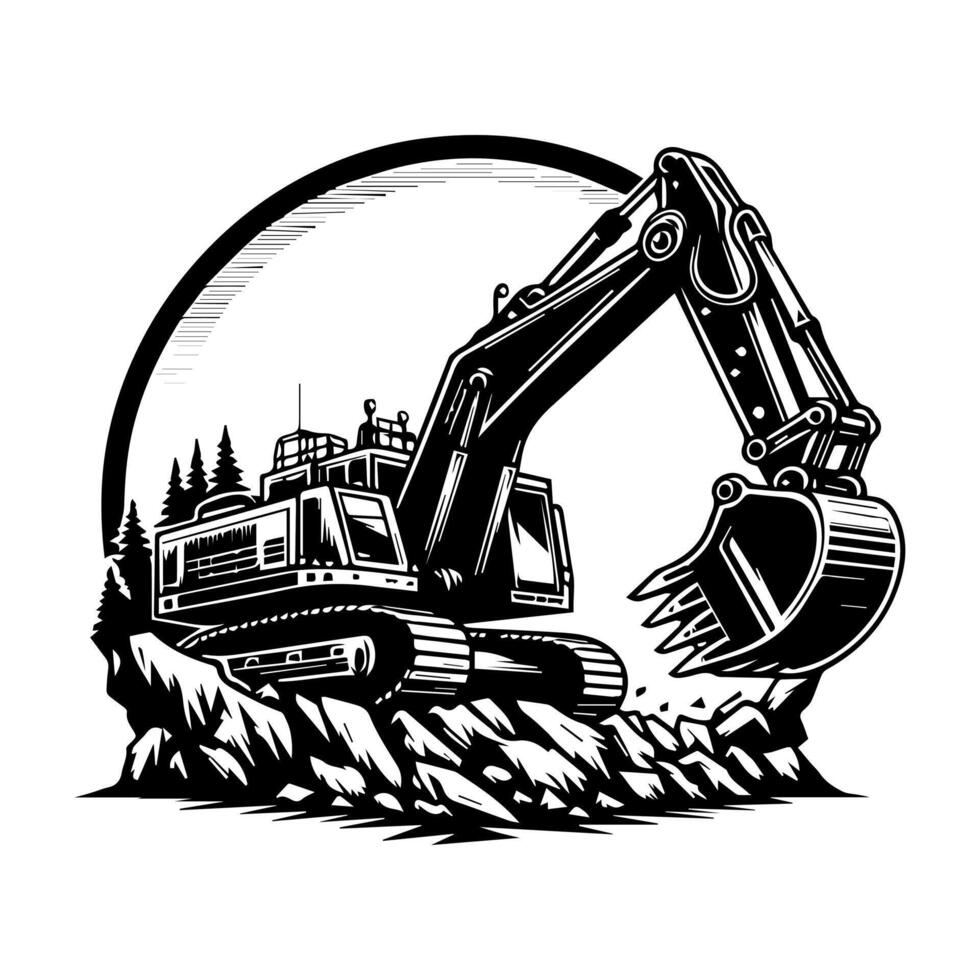 Excavator logo design. excavator icon logo template vector