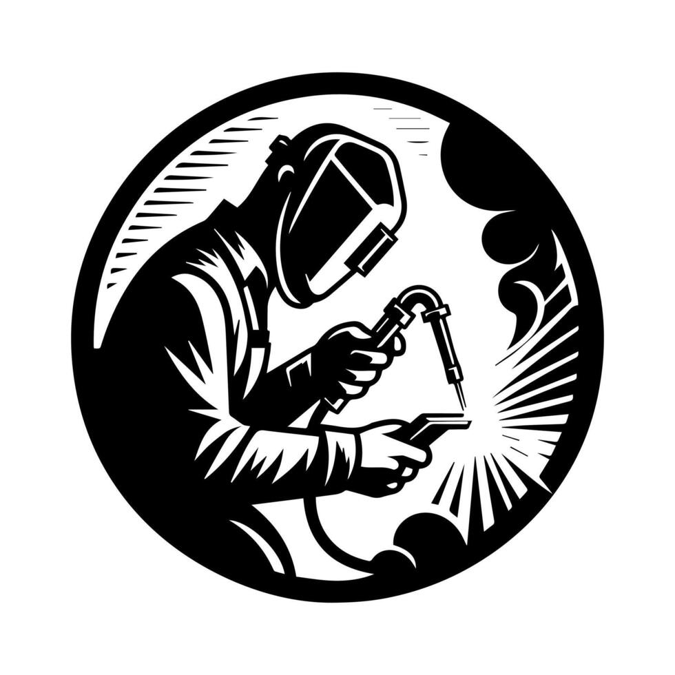Welding man logo design, welding man icon illustration vector