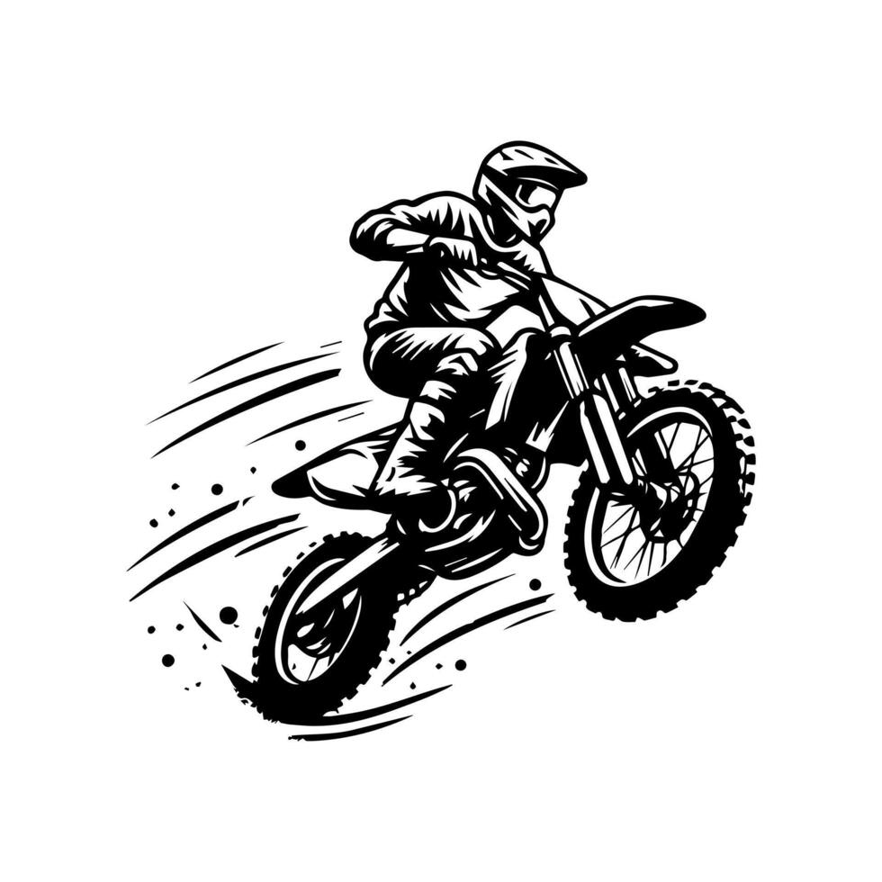 Motocross jumping illustration. Motor track logo design vector
