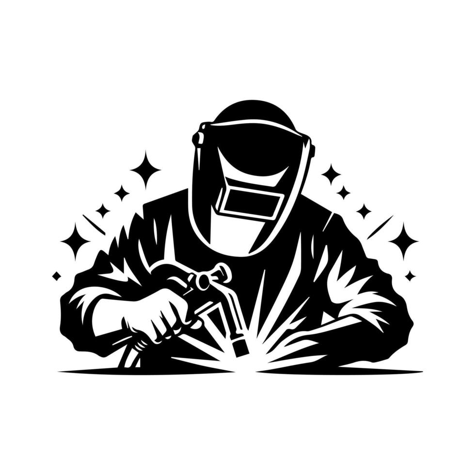 Welding man logo design, welding man icon illustration vector