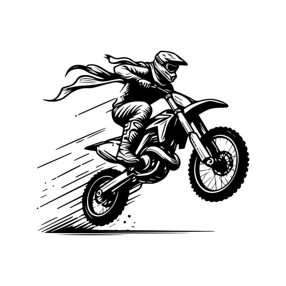 Motocross jumping illustration. Motor track logo design vector