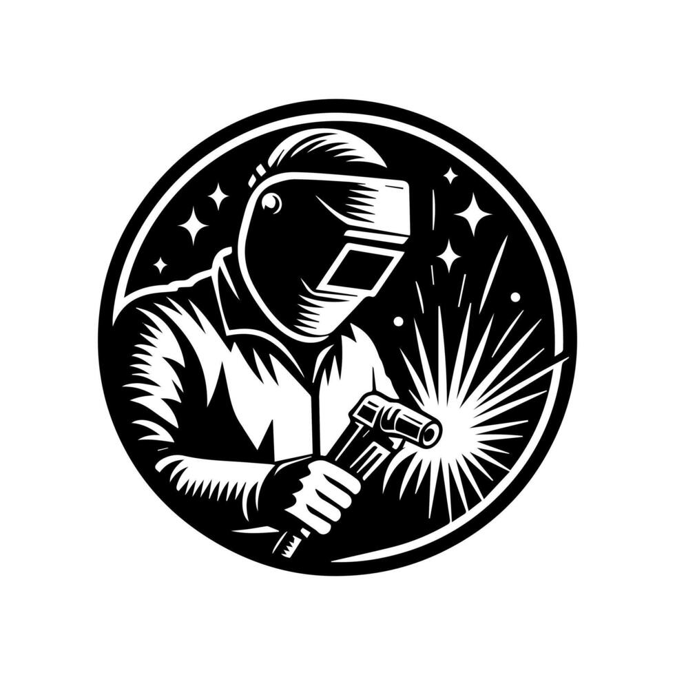 Welding man logo design, welding man icon illustration vector