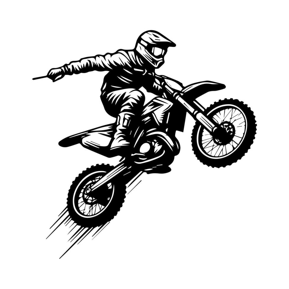 Motocross jumping illustration. Motor track logo design vector