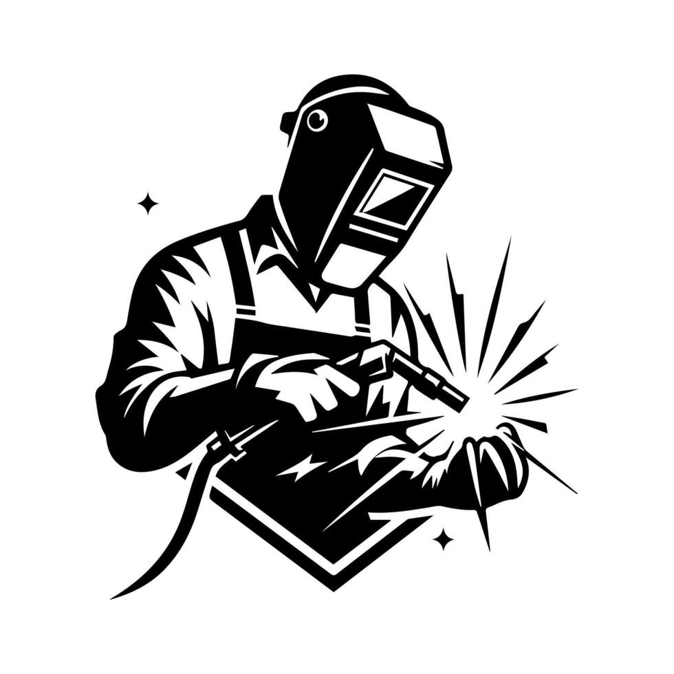 Welding man logo design, welding man icon illustration vector