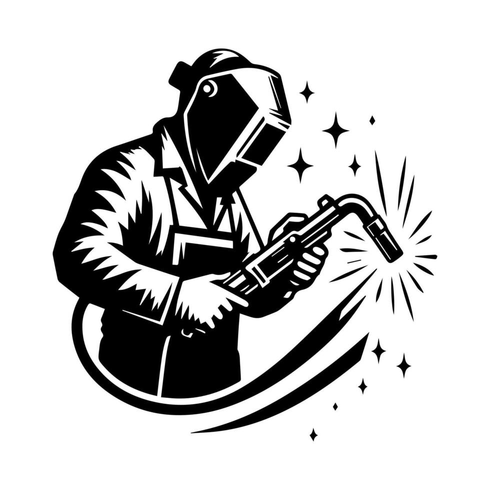 Welding man logo design, welding man icon illustration vector