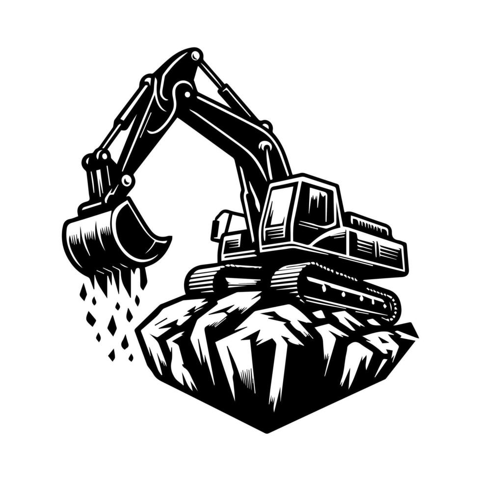 Excavator logo design. excavator icon logo template vector