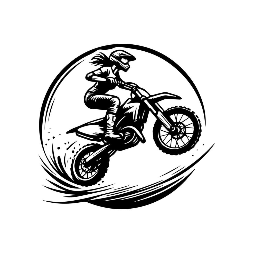 Motocross jumping illustration. Motor track logo design 47312449 Vector