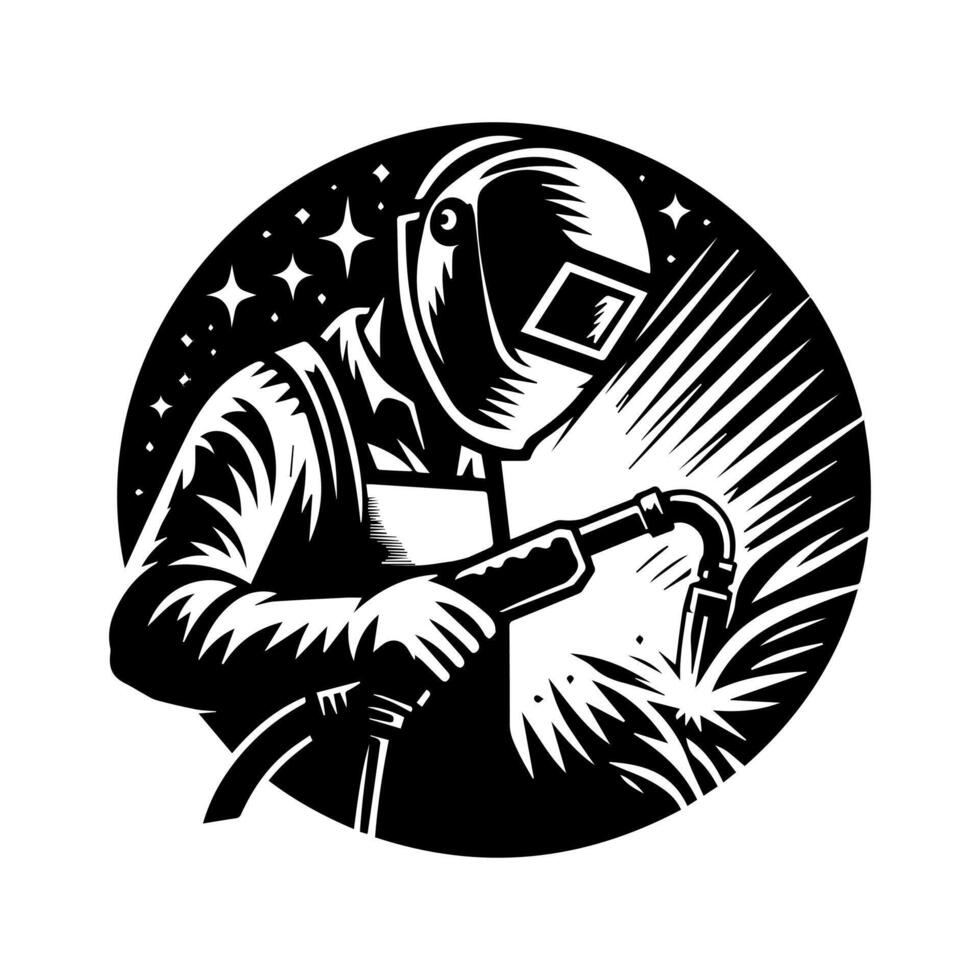 Welding man logo design, welding man icon illustration vector