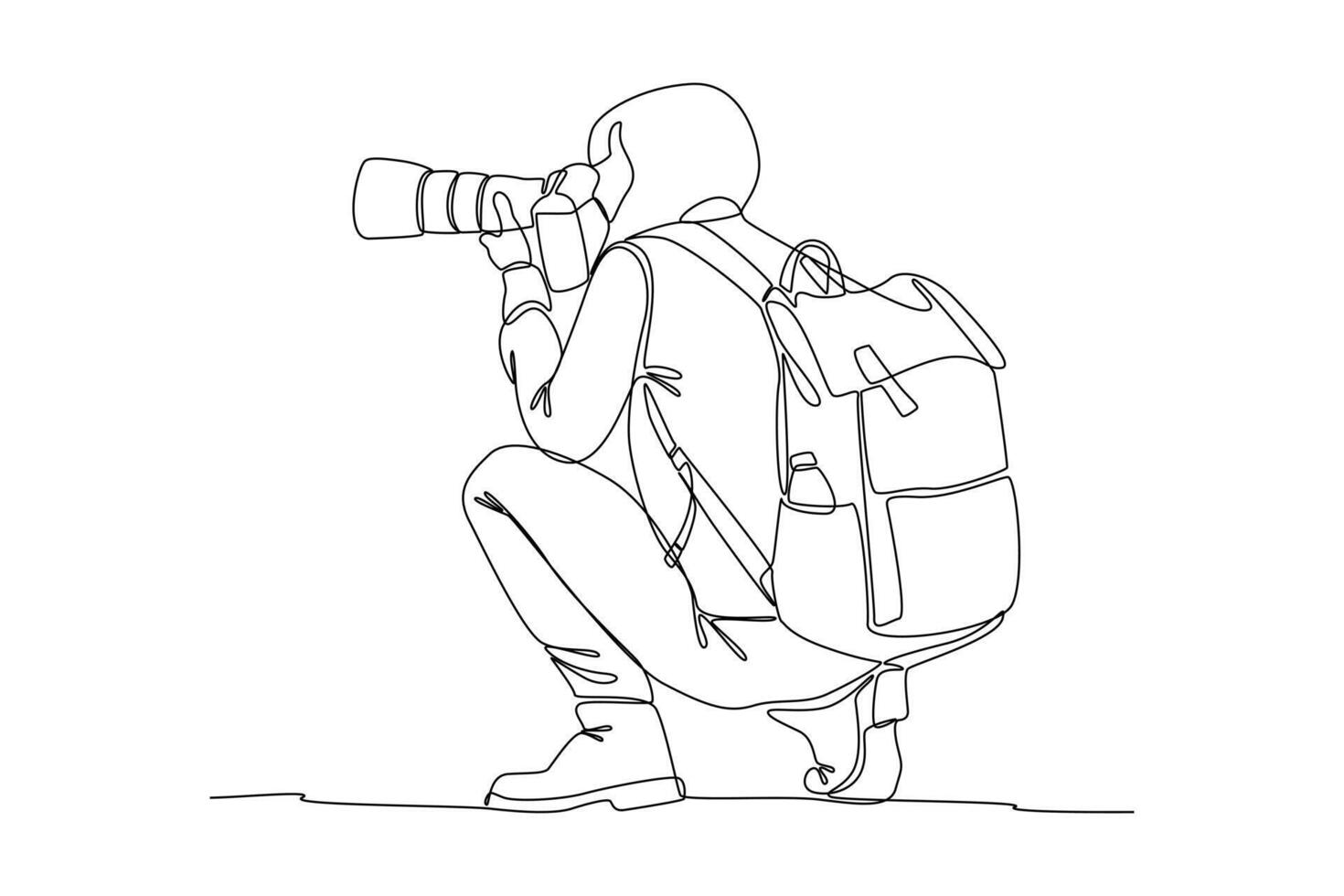 Take photos with a professional camera continues line vector