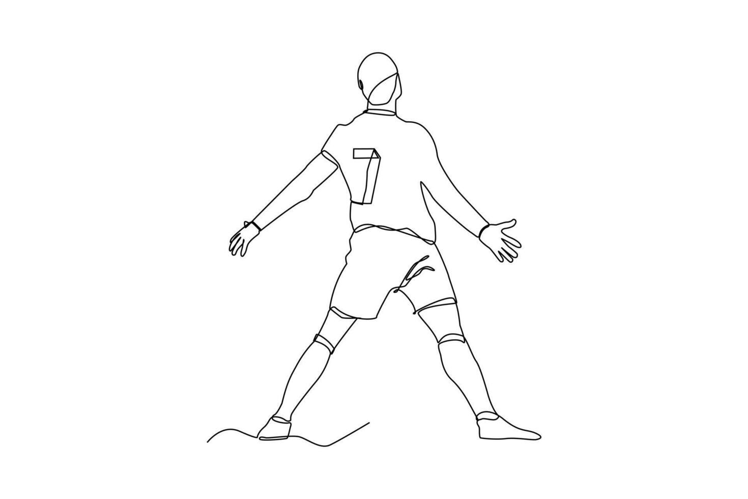 A soccer player with the number 7 on his jersey is shown in a black vector