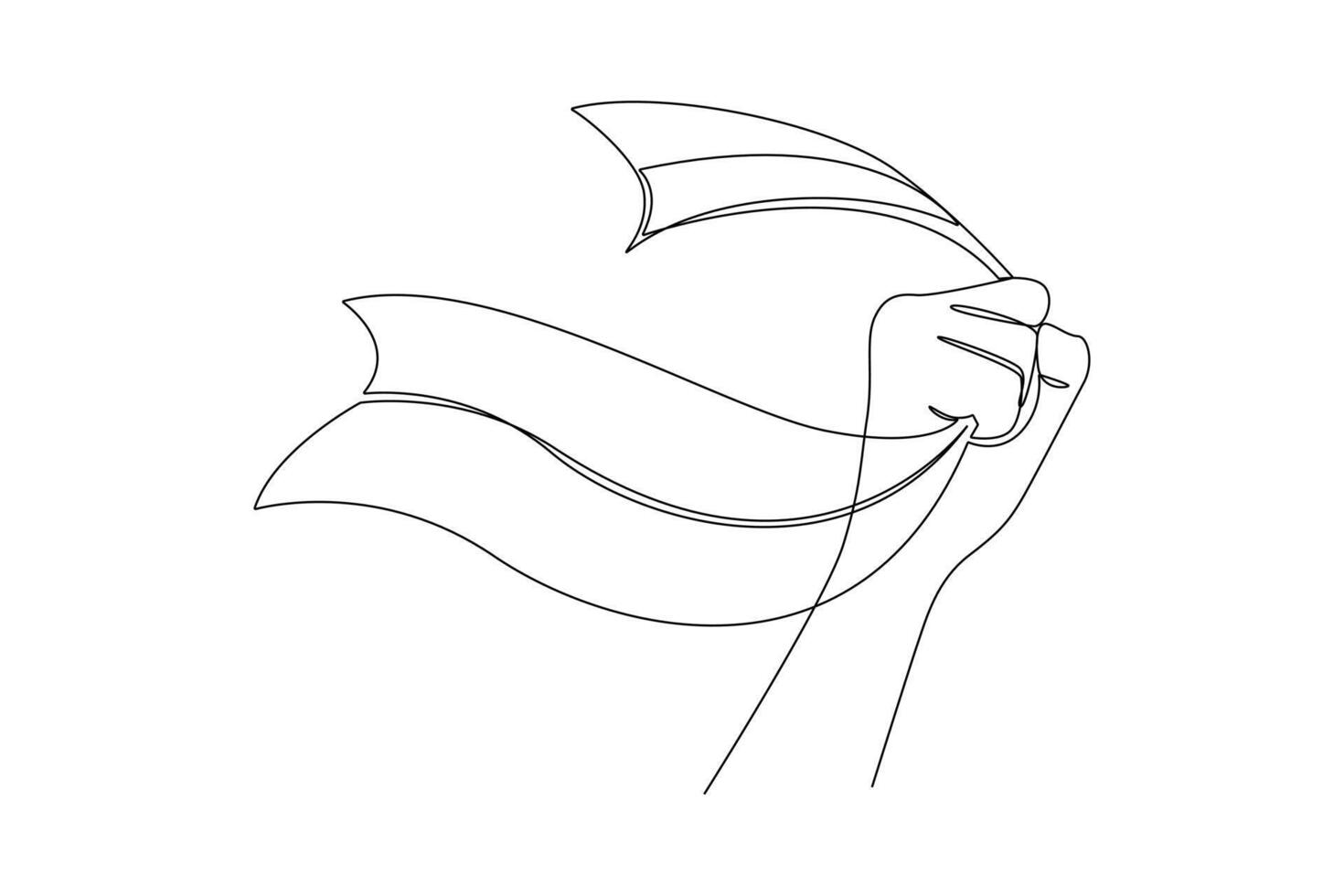 A man is holding a flag and jumping in the air vector