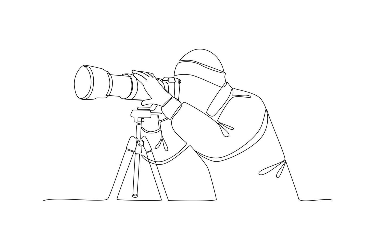 man and camera take photo world photography day continues line vector