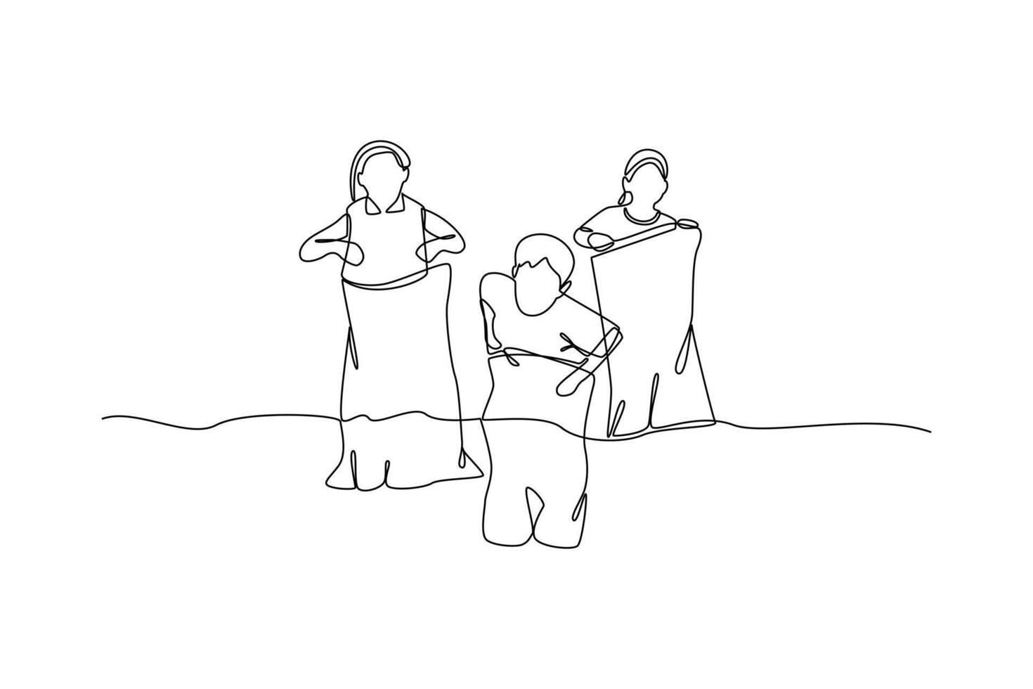 Indonesian independence sack race continues line vector