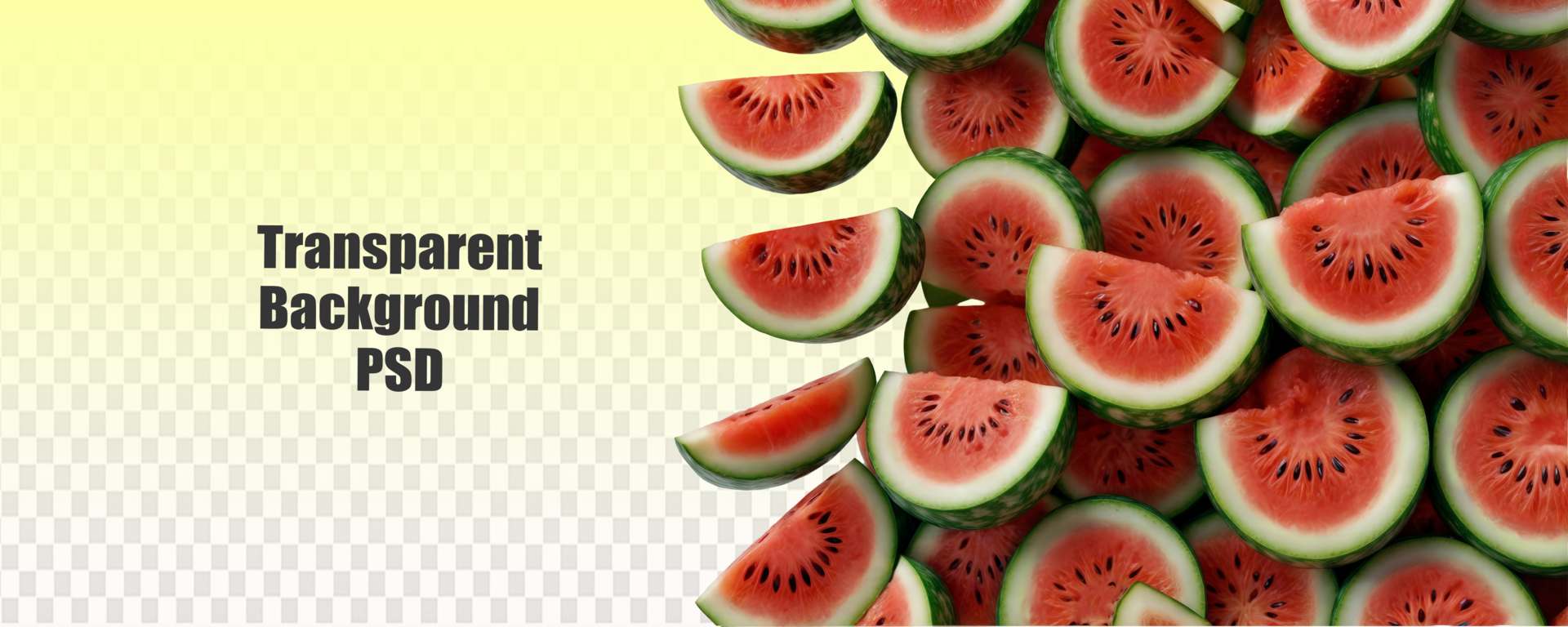 A collection of juicy watermelon slices displayed on a clear background, showcasing their vibrant colors and freshness, perfect for culinary projects and recipe showcases psd