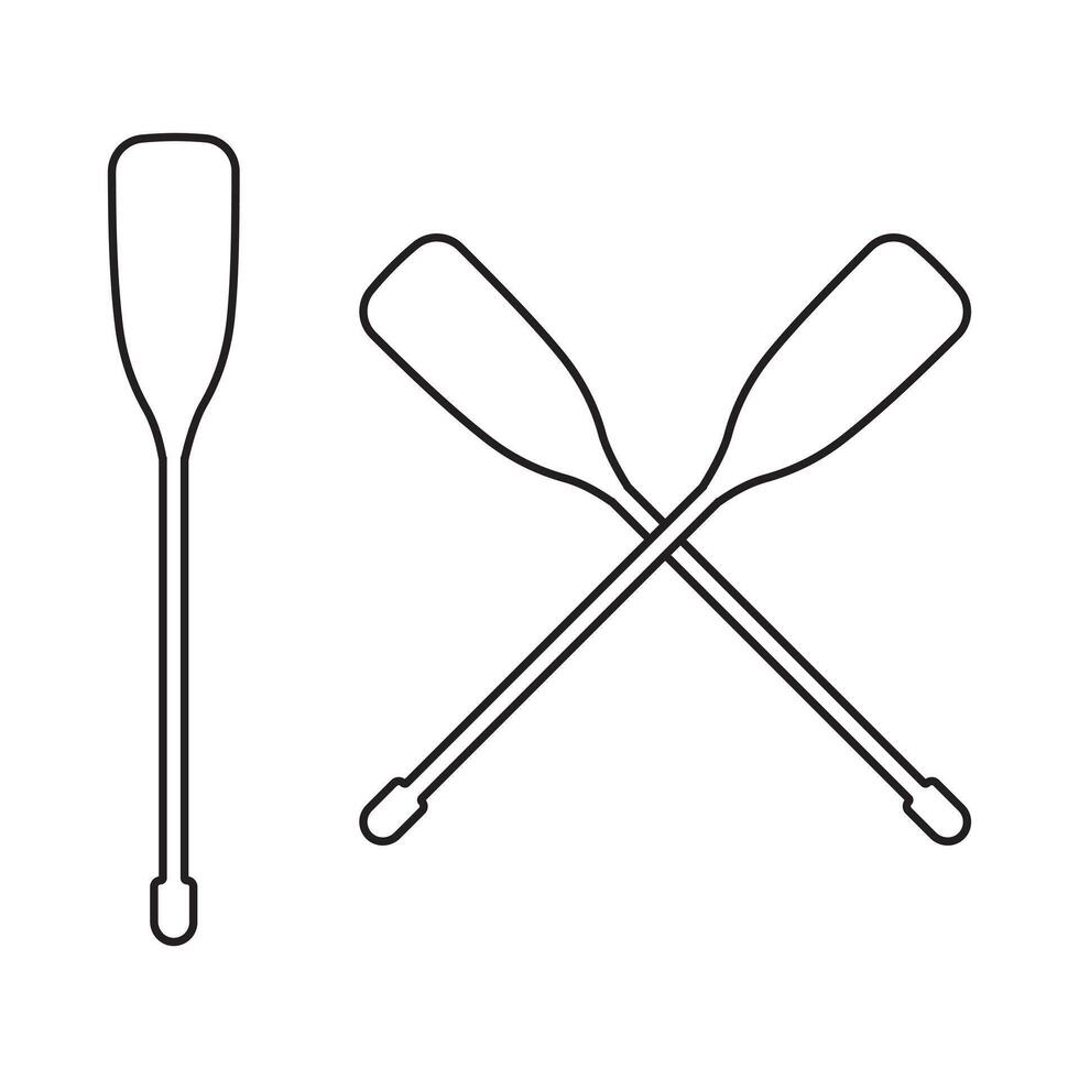 Crossed canoe paddles thin line icon, Crossed boat paddles icon outline set. Water oars icon. oars glyph icon vector