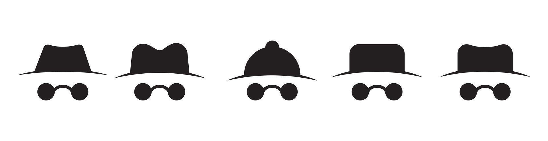 Incognito icon set. Spy icon, Browse in private. Secret agent sign. Detective icon collection illustration design. vector