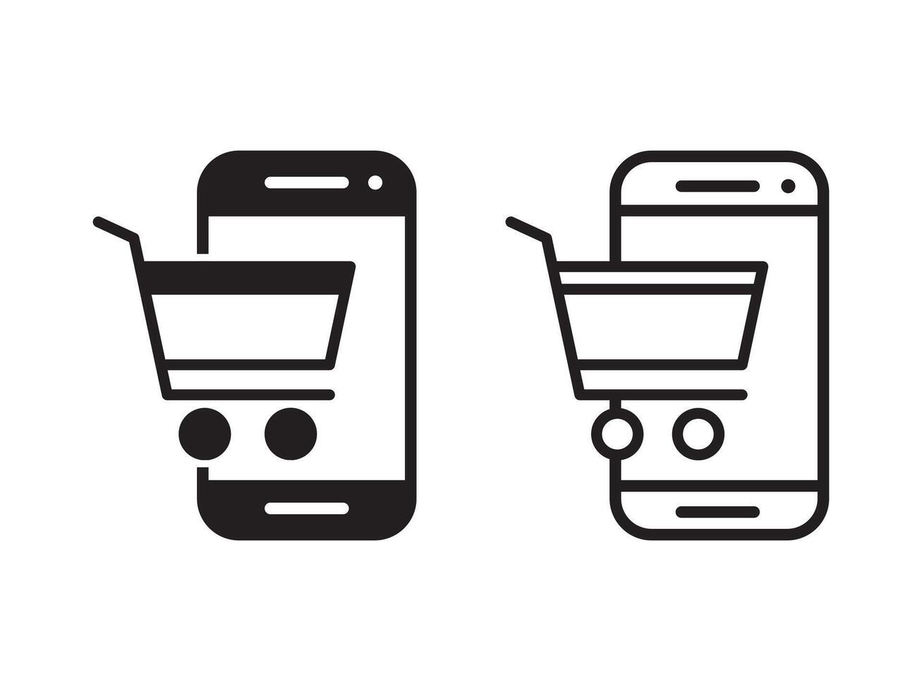online shopping icon . shopping symbol through mobile phone isolated on white background. vector