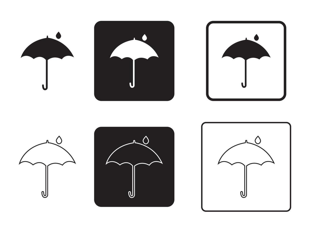 Umbrella icon set. Umbrella icon with simple design. Water drop protection symbol. Black and linear style. vector