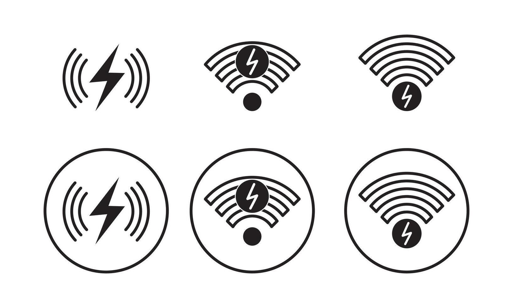 wireless charging icon sign set, fast charge symbol icon, Charge electrical energy wireless icon symbol vector