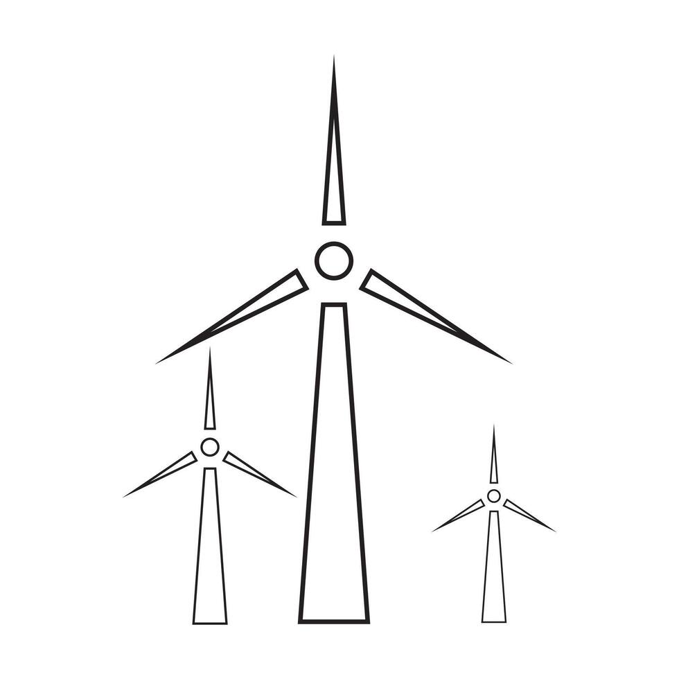 wind power thin line Icon, Windmill icon set. Air energy concept. illustration isolated on white background vector