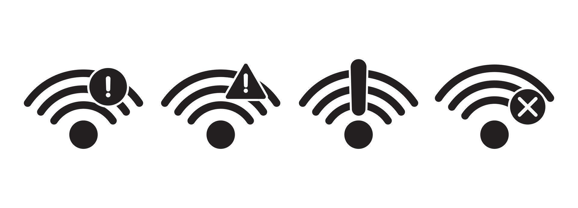 WIFI and wireless problem icon. Internet connection problem icons. WIFI signal wireless connection vector