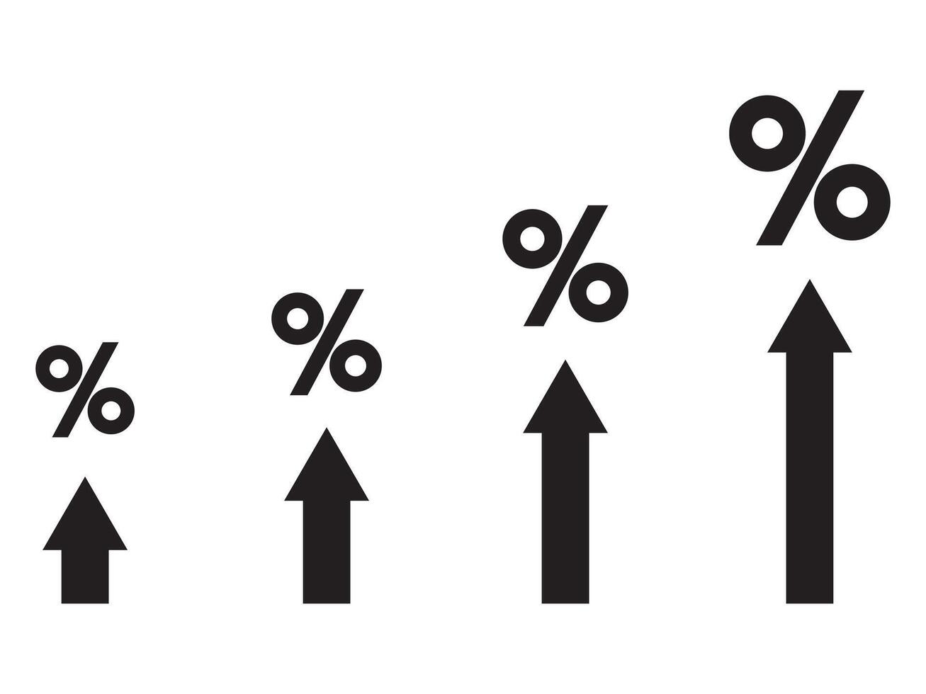 interest rate finance and mortgage rates concept, high percentage symbol and up arrow, Interest rate chart, investment growth icon, vector