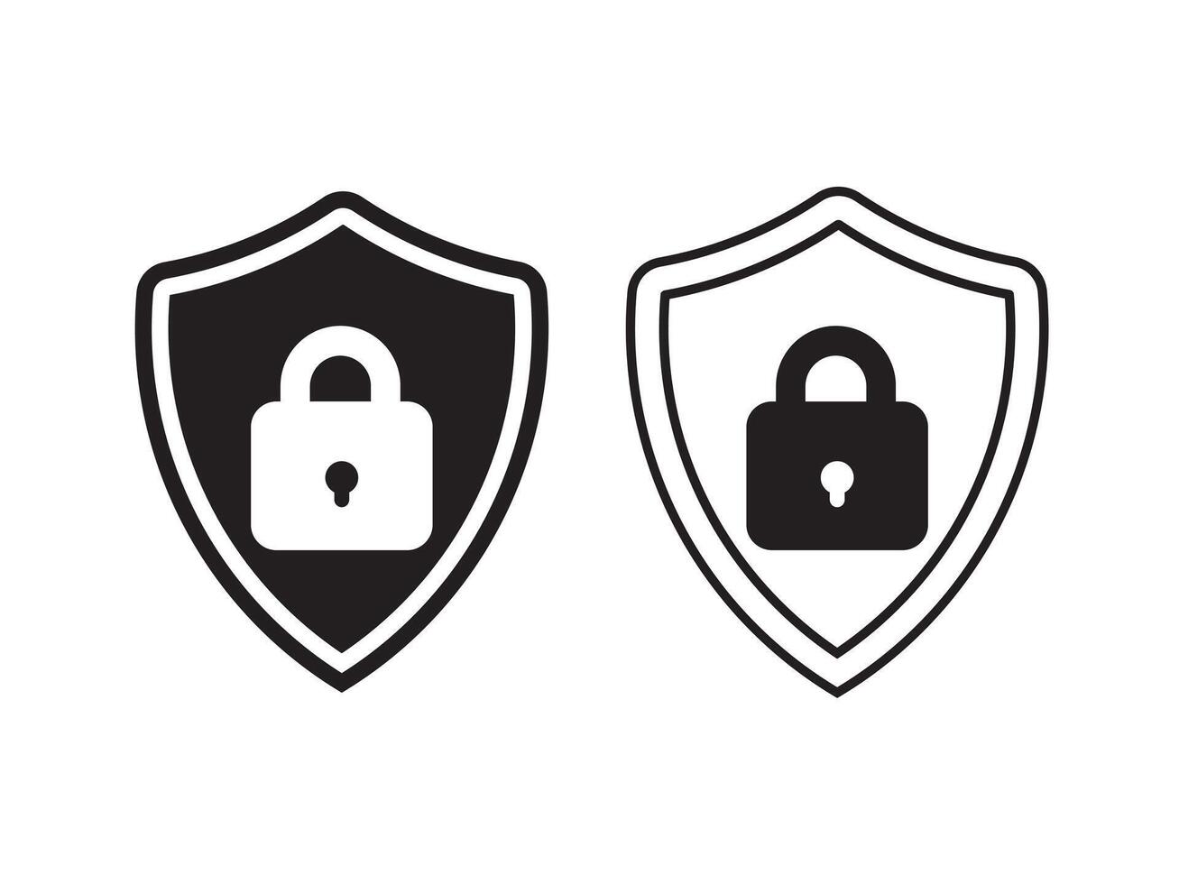 Security shield and shield check set. Protect shield icons. Shield with lock icon set, Protection, vector