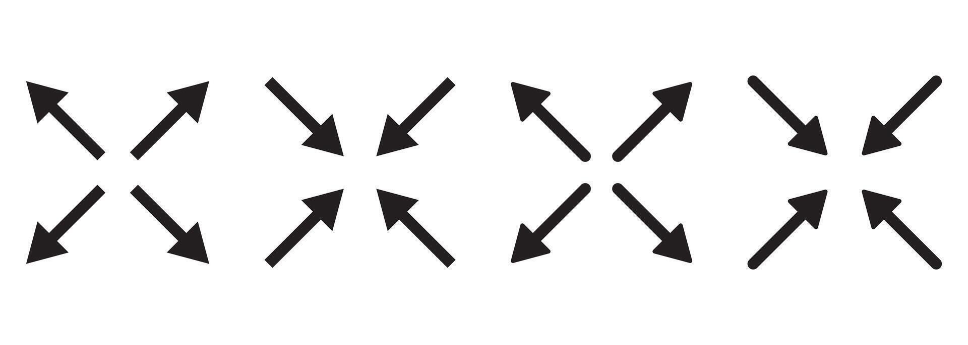 Full screen and exit full screen icon set. Full screen and exit full screen icon set. Arrow mark icons. Scalability icons in flat style for web site, UI, mobile app. vector