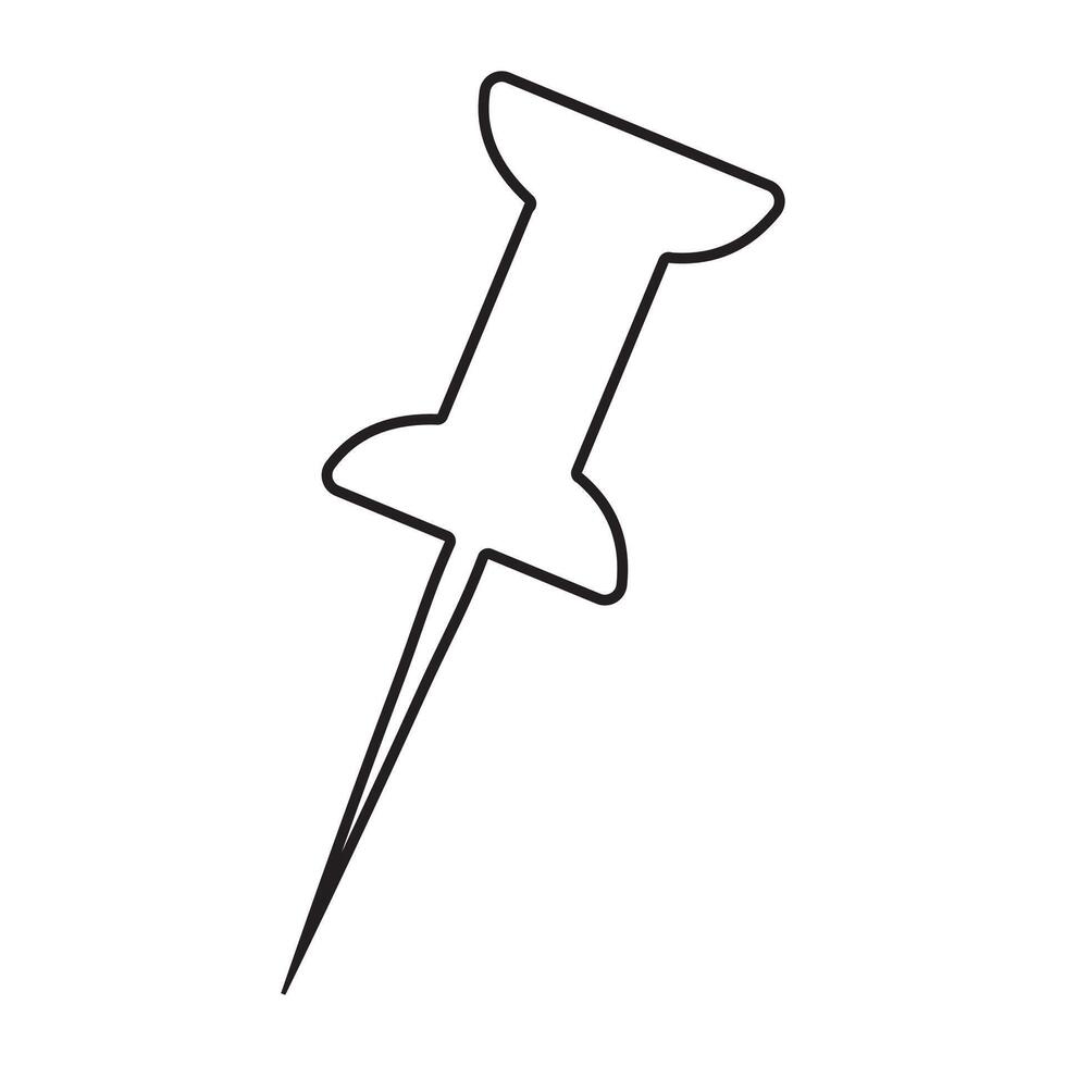 Push pin thin line icons. Thumbtack for note attach. Paperclip symbol outline collection, needle for fixing on a board or map stock for web or app, Collection of office stationery pin icon vector