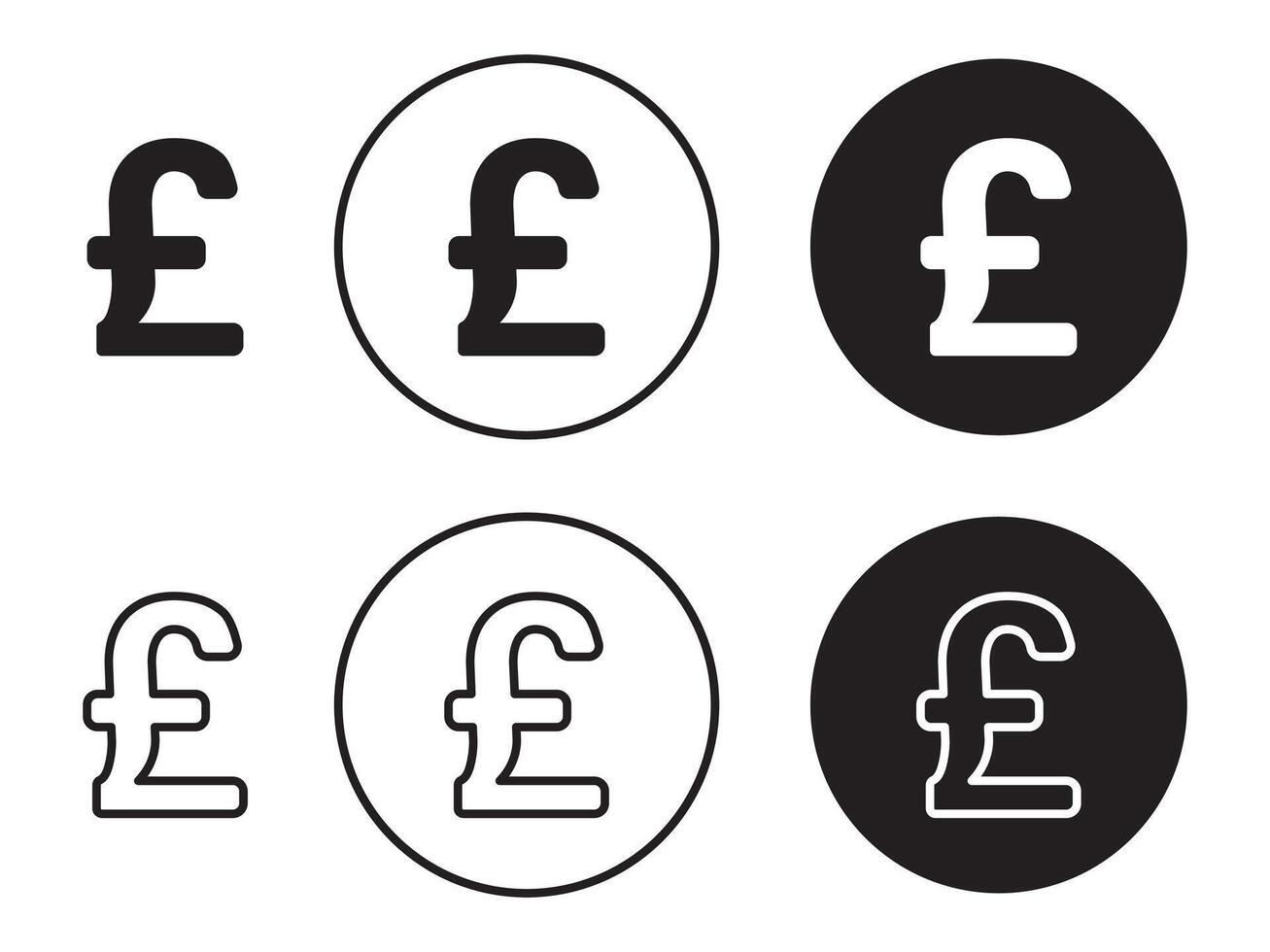 UK pound sterling currency circle icon set, solid and outline design, simple to use for business needs and to complement presentations. vector