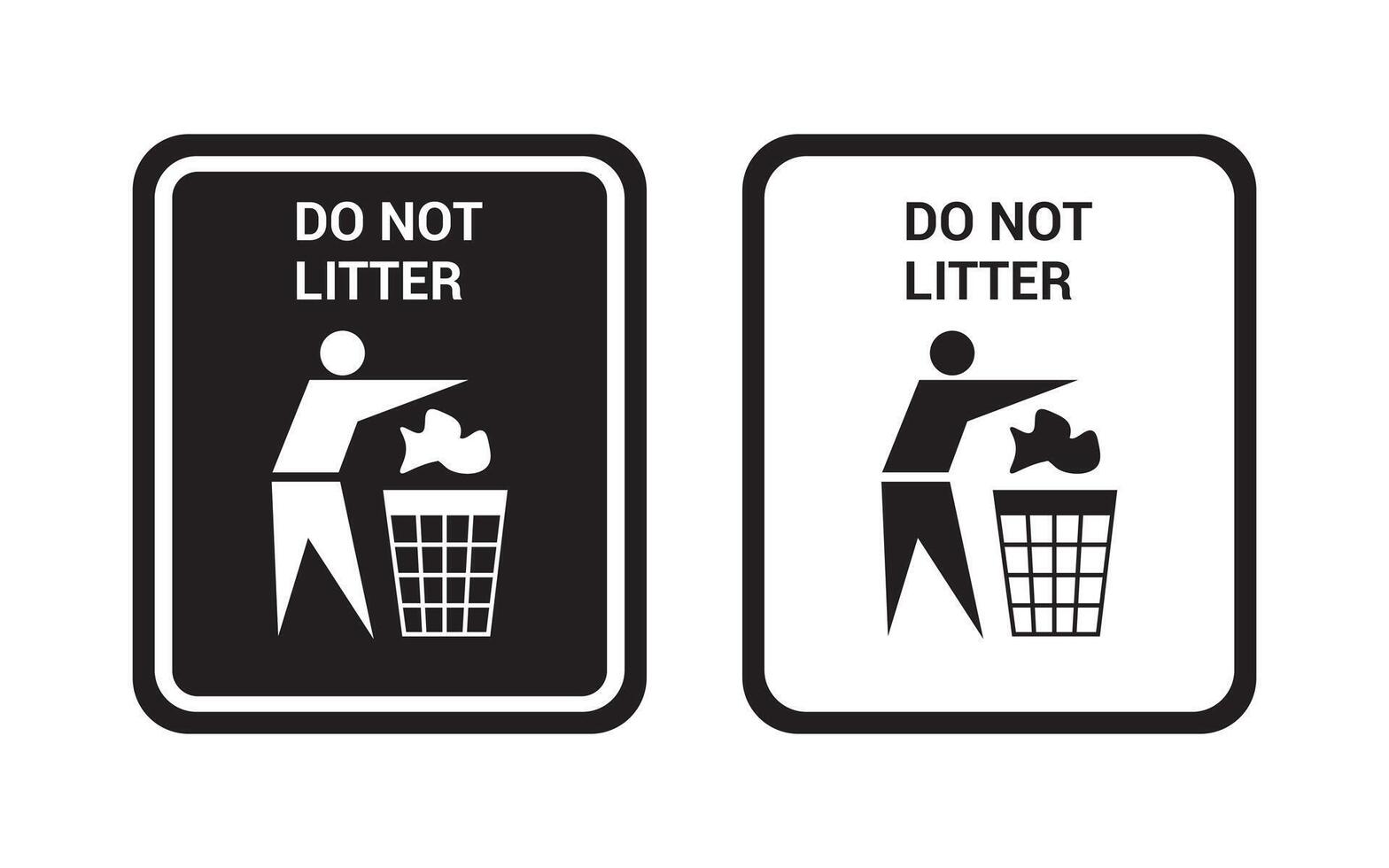 Do not litter signs set, keep clean signage, please use the bin, rubbish can sign, trash can, Packaging sign vector