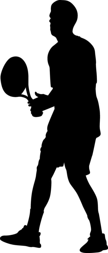 Silhouette man playing tennis vector