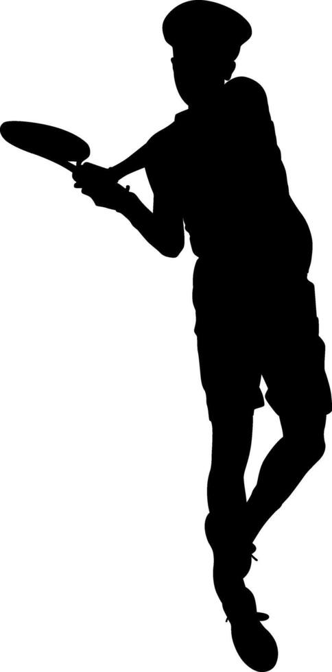 Silhouette man playing tennis vector