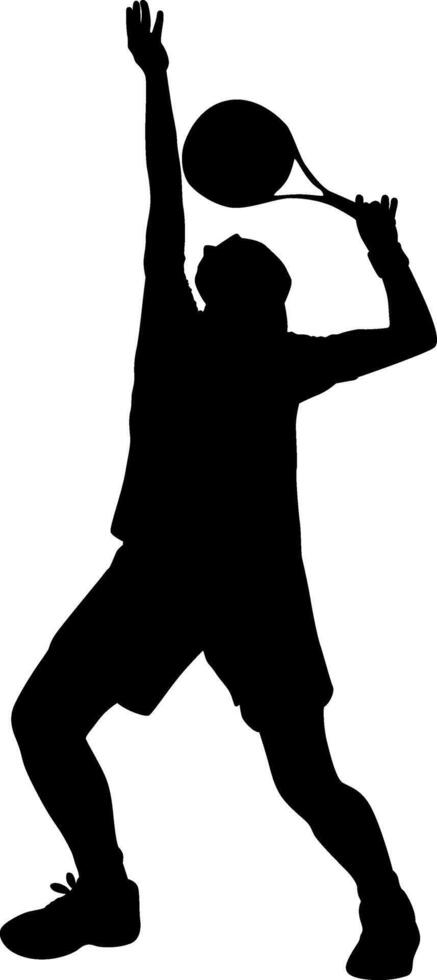 Silhouette man playing tennis vector