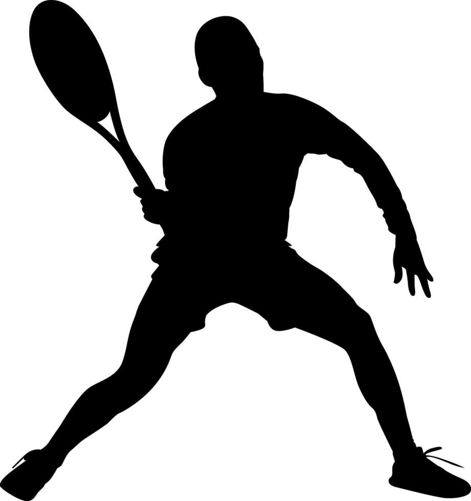 Silhouette man playing tennis vector