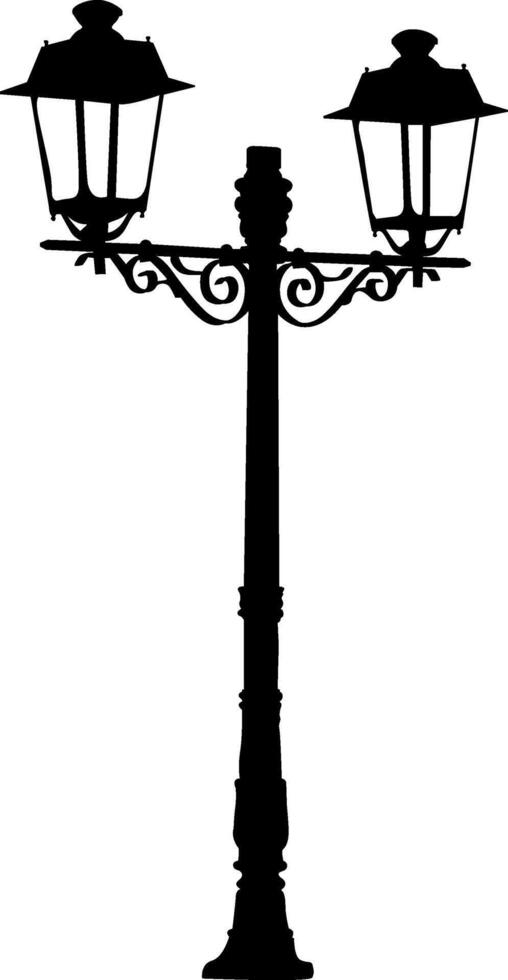 Silhouette a beautiful street lamp vector