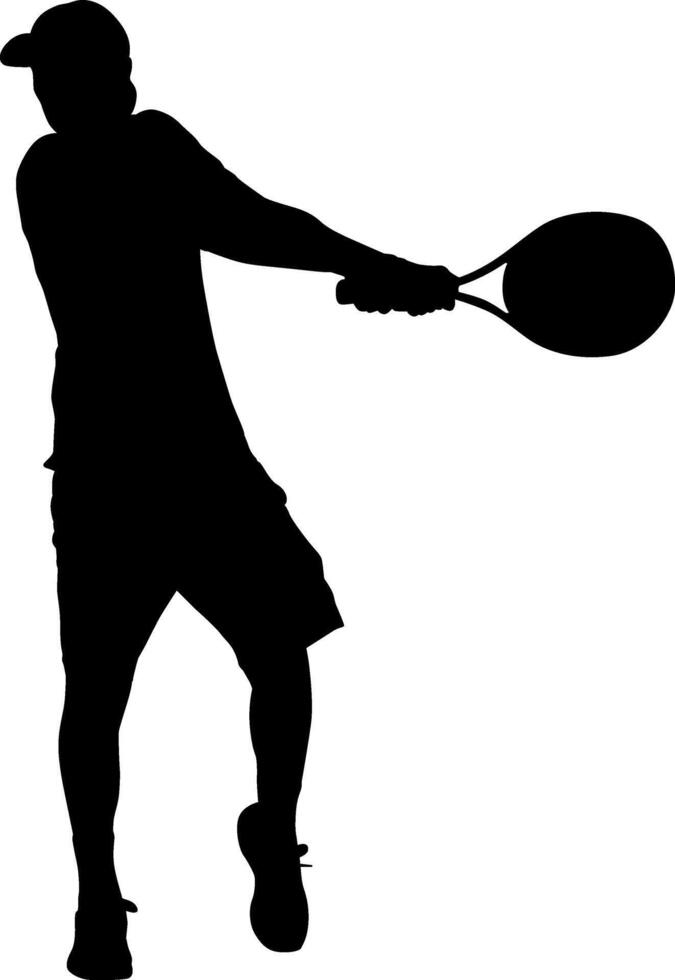Silhouette man playing tennis vector