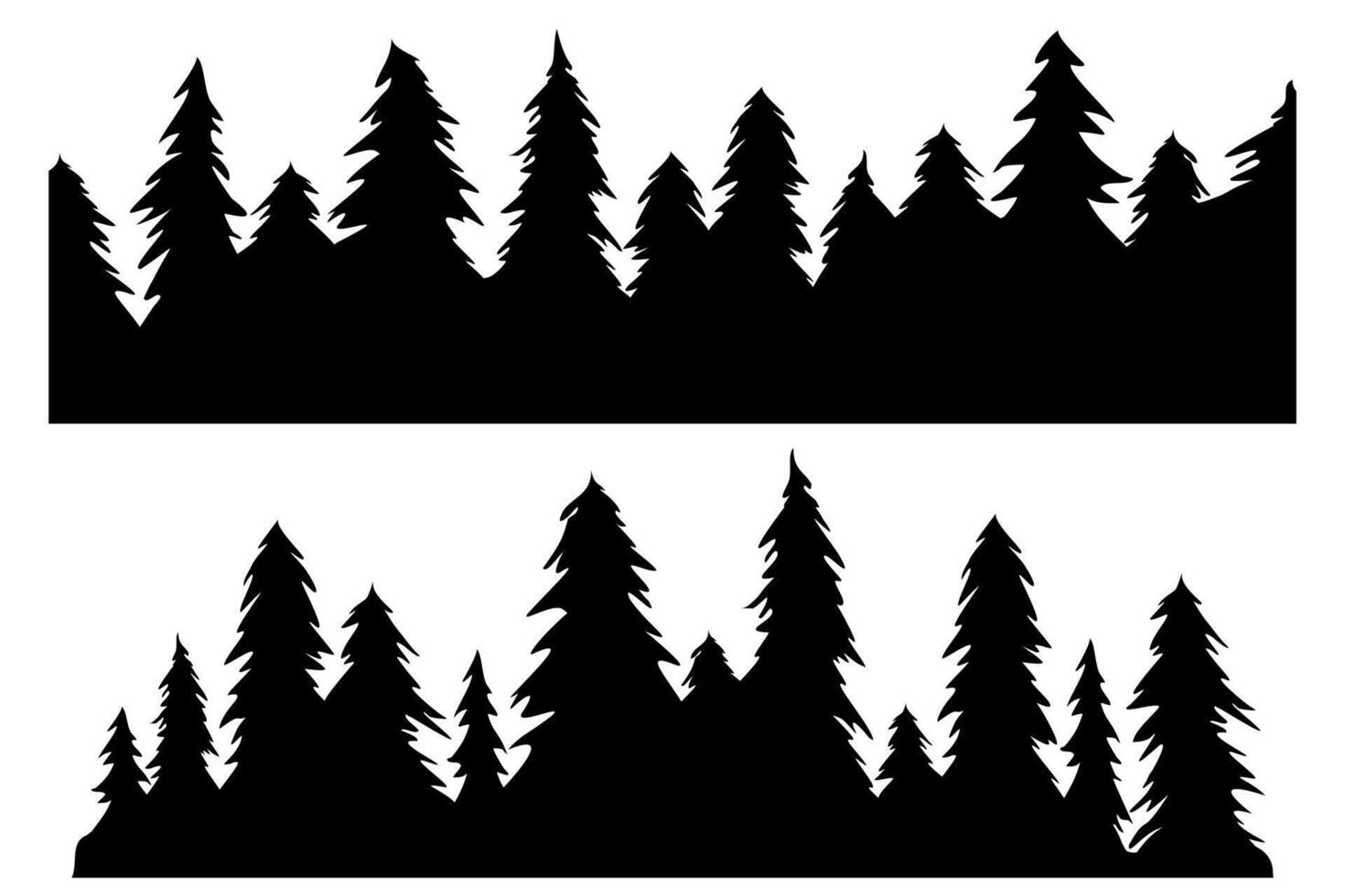pine trees silhouette. forest border vector