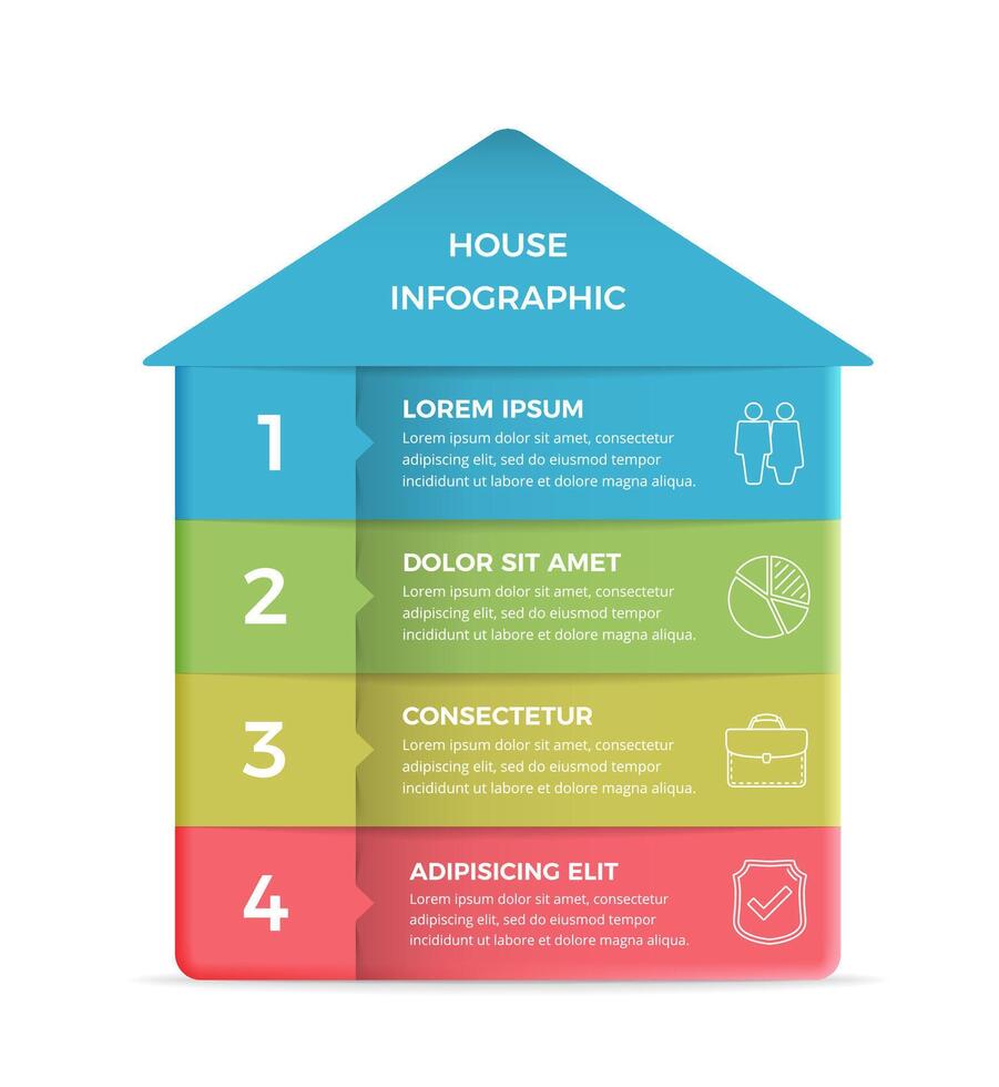 Infographic template with house divided on four elements vector