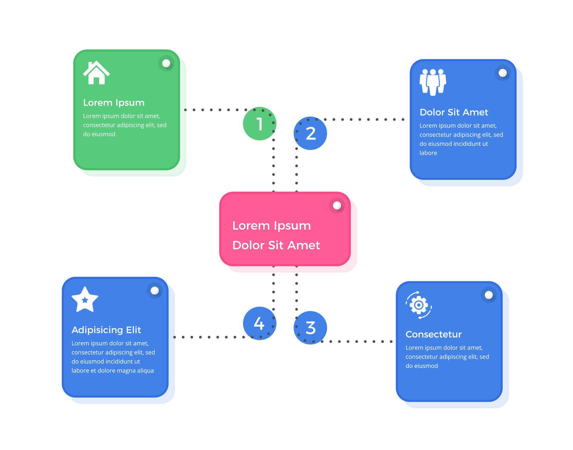 Flowchart with 4 Elements 47313181 Vector Art at Vecteezy
